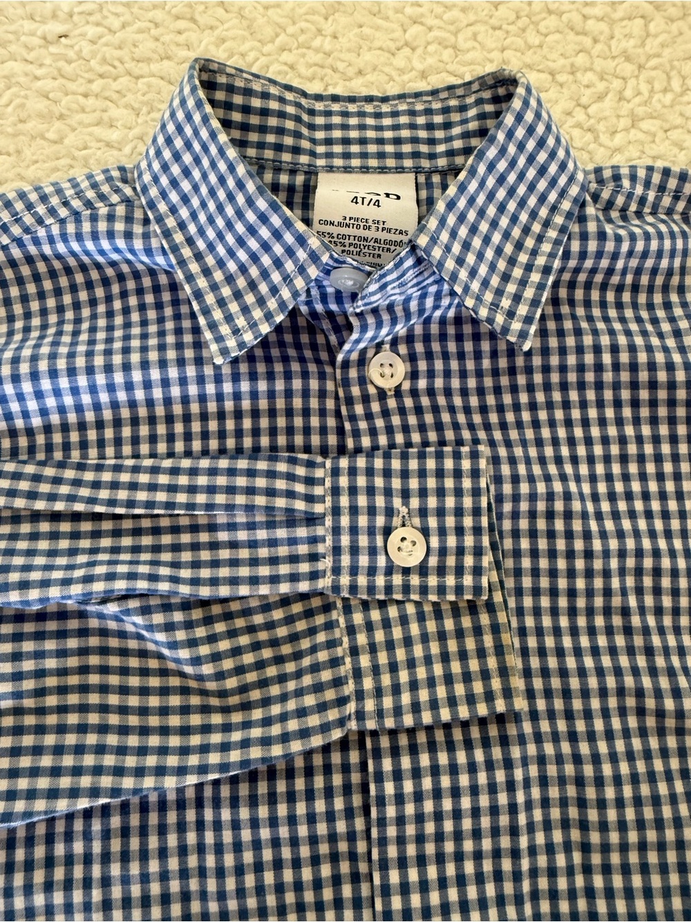 Toddler Boy Blue Gingham Button-Down Shirt size 4T